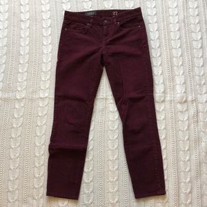 J. Crew Burgundy Toothpick Ankle-length Corduroys